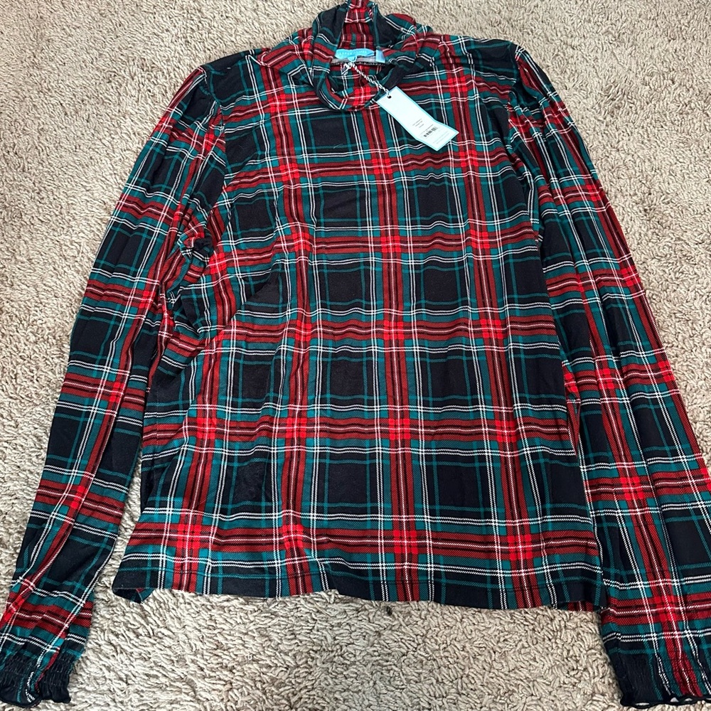 Draper James Knit Turtleneck top in Georgia plaid